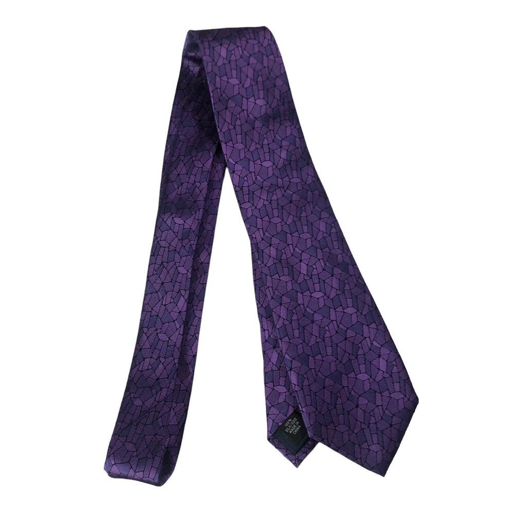 MICHAEL KORS 100% Silk Hexagon Geometric Purple‎ Tie